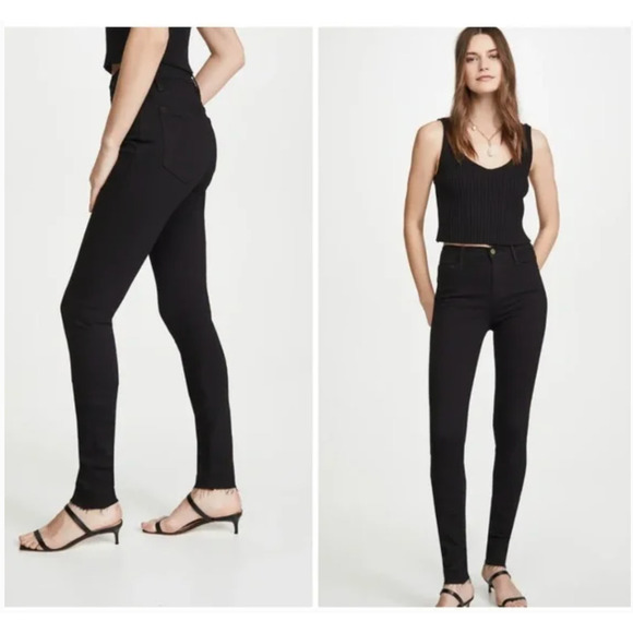 FRAME Forever Karlie Tall Skinny Jean 25 0 Black 35" Inseam Long - Picture 1 of 9